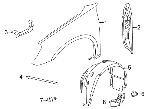 2011 Chrysler 200 Fender & Components Shield-Fender Diagram for 4389813AF