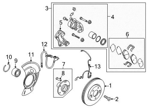 2018 Kia Forte5 Front Brakes Sensor Assembly-Abs Front Wheel Diagram for 59810A7300