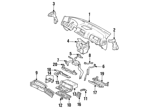 1991 Acura Integra Instrument Panel Bolster, Driver Knee Diagram for 77892-SK7-A01