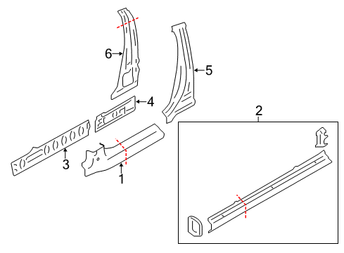 2014 Scion FR-S Center Pillar, Rocker Pillar Reinforcement Diagram for SU003-01281