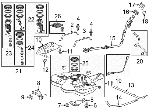 2017 Honda HR-V Fuel Injection Bracket, Fuel Tank Mounting Diagram for 17529-T5R-A00