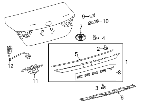 2018 Toyota Camry Parking Aid Lower Trim Diagram for 76813-33010