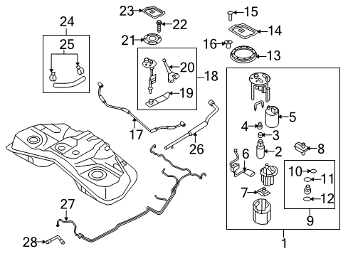 2011 Hyundai Genesis Coupe Fuel Supply Tank Assembly-Fuel Diagram for 31150-2M500