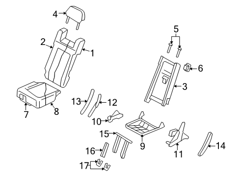 2014 Lincoln Navigator Rear Seat Components Seat Cushion Pad Diagram for 7L7Z-7863840-A