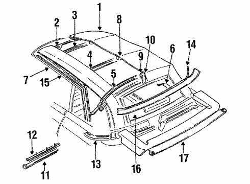 1991 Dodge Shadow Top Cover & Components WEATHERSTRIP Front Rail RIGHT/LEFT Diagram for 5242262