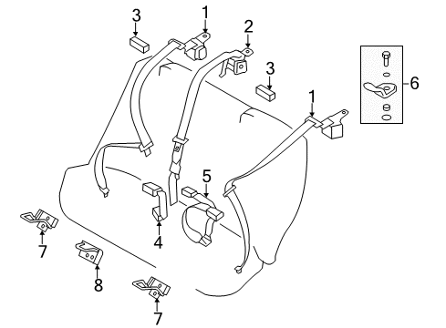 2014 Hyundai Sonata Seat Belt Bracket Assembly-Child Lower Anchor Diagram for 89798-3S000
