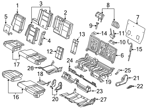 2014 Dodge Durango Rear Seat Components Foam-Seat Back Diagram for 68086222AA