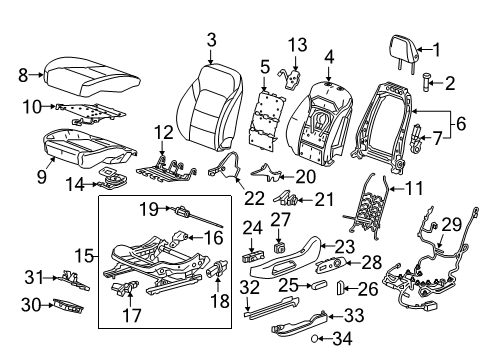 2019 Chevrolet Traverse Driver Seat Components Seat Cushion Pad Diagram for 84512069