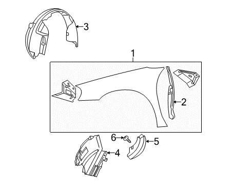 2002 Dodge Stratus Fender & Components, Exterior Trim Shield-Fender Diagram for 4880108AC