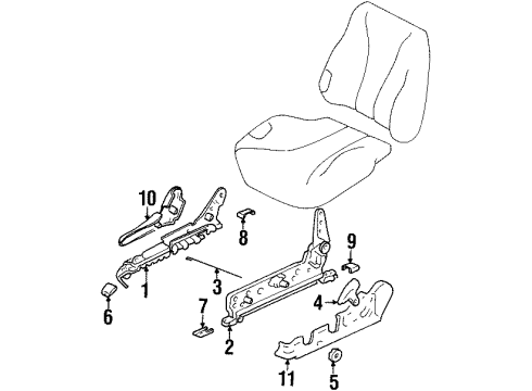 1997 Hyundai Tiburon Tracks & Components Cover-Front Seat Mounting Front Outer Diagram for 88561-29000-LK