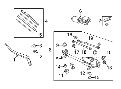 2014 Honda Crosstour Wiper & Washer Components Rubber, Blade (475Mm) Diagram for 76632-TA0-A02