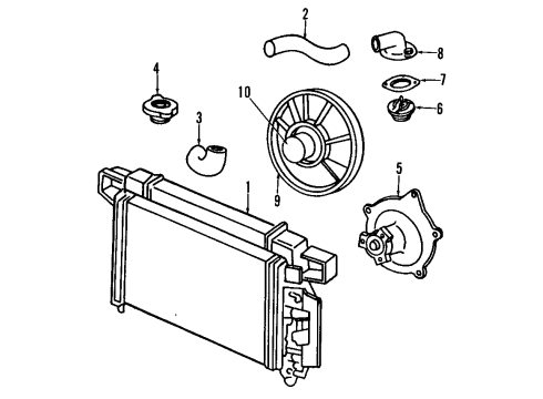 1993 Dodge Intrepid Cooling System, Radiator, Water Pump, Cooling Fan Housing-Water Diagram for 4882837AB