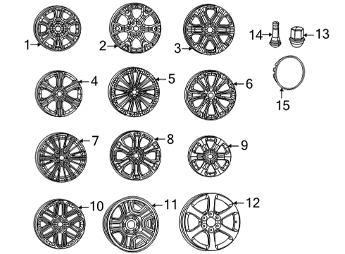 2022 Jeep Grand Wagoneer Wheels, Covers & Trim WHEEL CENTER Diagram for 4755617AA