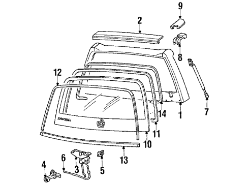 1986 Honda Civic Tail Gate Garnish, Tailgate (Upper) Diagram for 85290-SB3-010ZZ