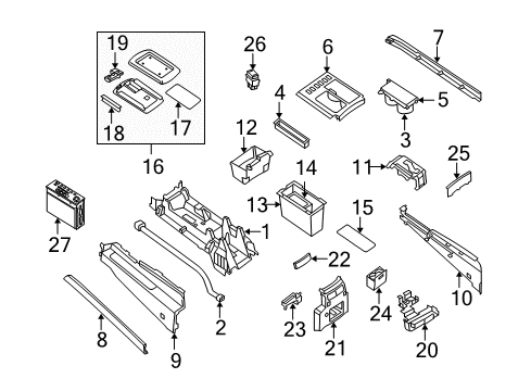 2007 Nissan Armada Front Console Cup Holder Assembly Diagram for 96965-ZC060