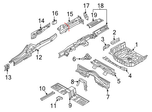 2015 Kia K900 Rear Floor & Rails Bracket-Rear Bumper Side Mounting, RH Diagram for 65728-3M000