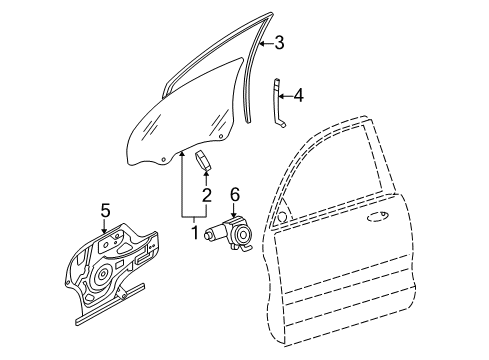 2006 Kia Optima Rear Door Glass Assembly-Front Door RH Diagram for 824202G000