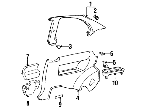 1998 Toyota Tercel Interior Trim - Quarter Panels Upper Quarter Trim Diagram for 62470-16060-B0