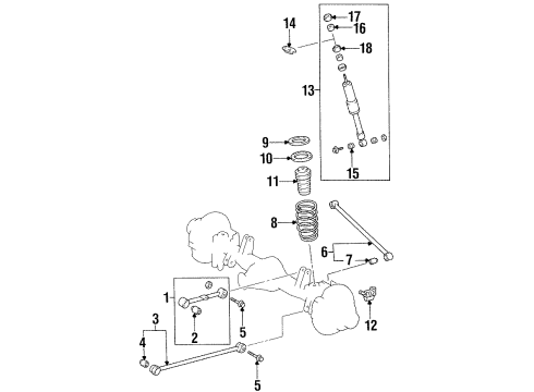 1996 Lexus LX450 Rear Suspension Components, Lower Control Arm, Upper Control Arm, Stabilizer Bar ABSORBER, Shock, Rear Diagram for 48531-69785