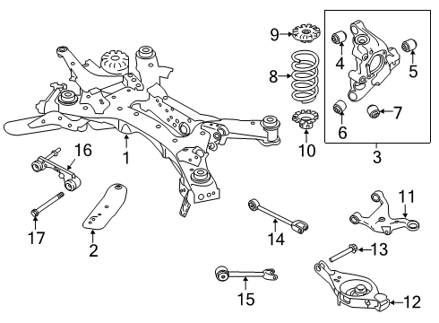 2020 Nissan Altima Rear Suspension Components, Lower Control Arm, Upper Control Arm, Stabilizer Bar Stay Assy-Rear Suspension Member RH Diagram for 55451-6CC0C