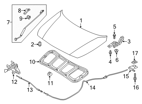 2019 Hyundai Accent Hood & Components Handle Assembly-Hood Latch Release Diagram for 81180-34000-TRY