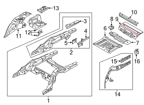 2022 BMW 745e xDrive Rear Floor & Rails Battery Carrier Right Diagram for 41007413071