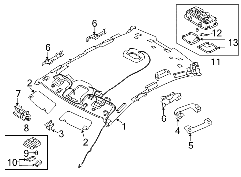 2014 Kia Cadenza Interior Trim - Roof Sunvisor Assembly Left Diagram for 852013R041AYK