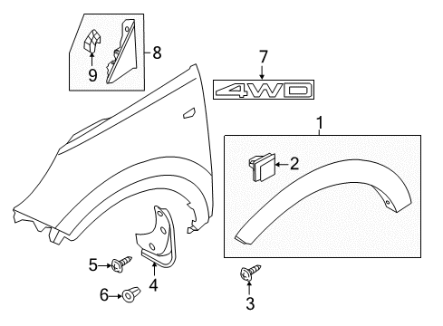 2014 Kia Sportage Exterior Trim - Fender Guard Assembly-Front Wheel Diagram for 868313W001