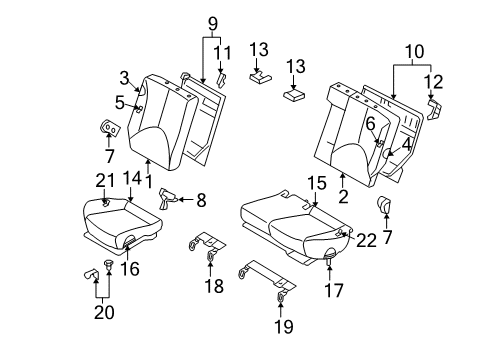 2007 Hyundai Accent Rear Seat Frame & Pad Assembly-Rear Seat Cushion Diagram for 89250-1E060