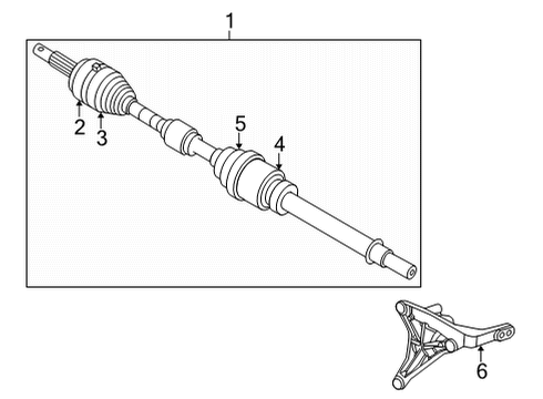 2021 Nissan Rogue Drive Axles - Front Shaft Assembly-FRT Drive RH Diagram for 39100-6RA5A