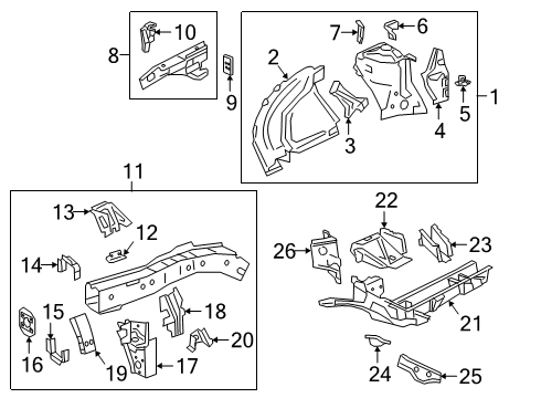 2020 Cadillac XT6 Structural Components & Rails Support Cylinder Bracket Diagram for 23266752