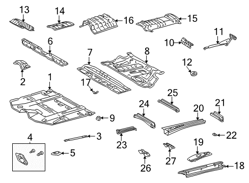 2003 Toyota Highlander Pillars, Rocker & Floor - Floor & Rails Reinforcement Diagram for 58204-48020