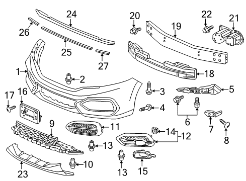 2015 Honda Civic Front Bumper Base, Front License Plate Diagram for 71145-TS8-A50