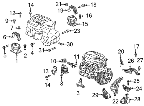 2019 Honda Odyssey Engine & Trans Mounting Nut, Flange (12MM) Diagram for 90371-SAA-010