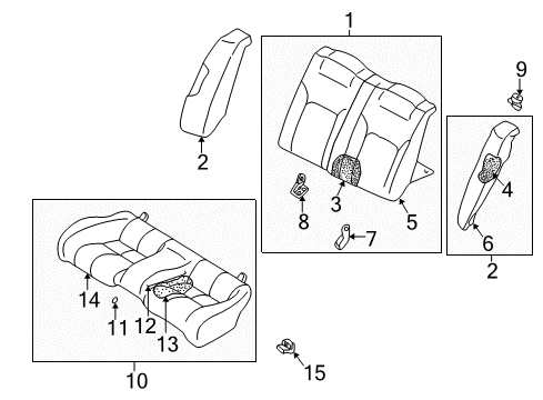 2003 Dodge Stratus Rear Seat Components Rear Seat Cushion Assembly Diagram for MR958702XA