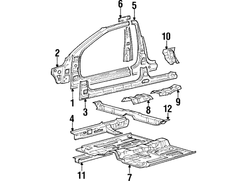 1999 Hyundai Tiburon Hinge Pillar, Lock Pillar, Rocker Panel, Floor & Rails Crossmember Assembly-Front Seat Diagram for 65150-27000