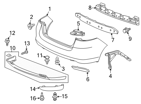 2013 Honda Insight Rear Bumper Reflector Assy., R. RR. Diagram for 33505-SZT-003