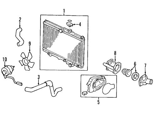 1998 Honda Odyssey Cooling System, Radiator, Water Pump, Cooling Fan Fan, Cooling Diagram for 19020-PEA-003