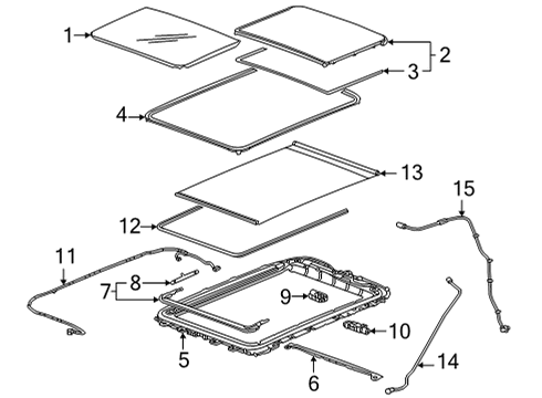 2021 Cadillac Escalade Sunroof Glass Weatherstrip Diagram for 84908474