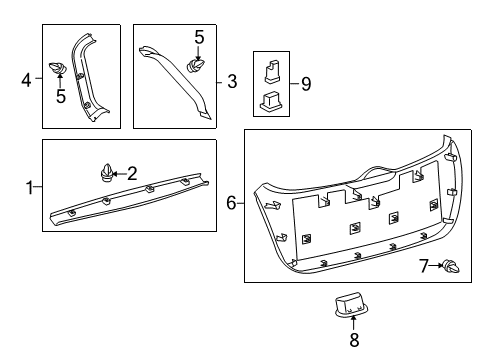 2013 Toyota Venza Lift Gate Upper Molding Diagram for 64783-0T011-C0