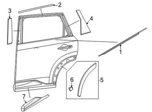 2021 Nissan Rogue Exterior Trim - Rear Door Moulding-Rear Door, RH Diagram for 82870-6RR0B