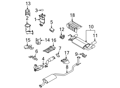 2006 Nissan Murano Exhaust Components Exhaust, Main Muffler Assembly Diagram for 20100-CB60A