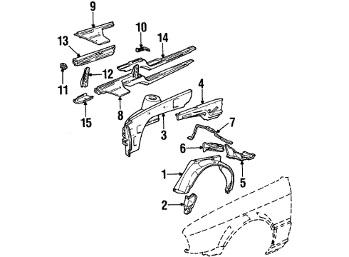 1991 BMW 325i Inner Components - Fender Cover, Wheel Housing, Front Right Diagram for 51711945868