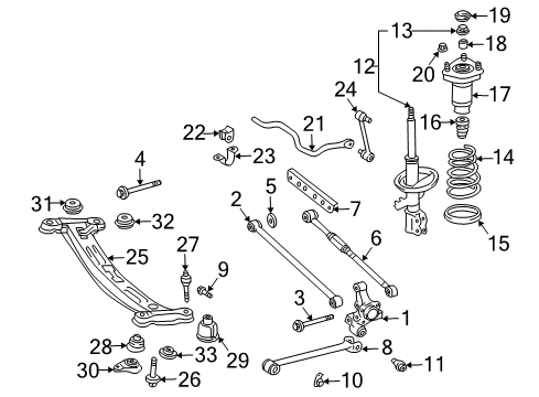 2000 Toyota Solara Rear Suspension Components, Stabilizer Bar Spring, Coil, Rear Diagram for 48231-06270