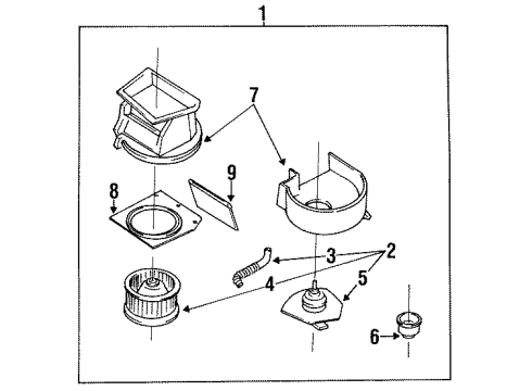 1991 Nissan NX Blower Motor & Fan Motor & Fan Assy-Blower Diagram for 27220-85E02