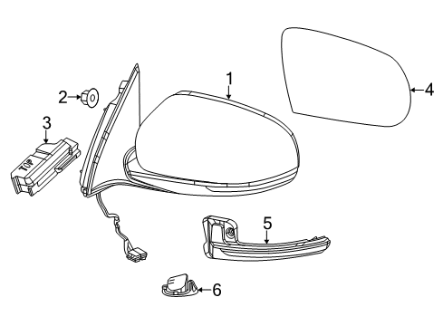 2018 Jeep Cherokee Mirrors Outside Rear View Mirror Diagram for 1UV64XS9AD