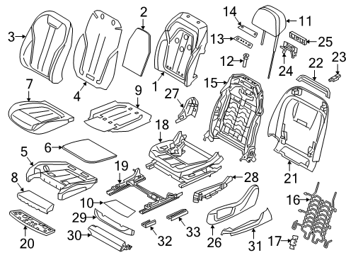 2018 BMW 740e xDrive Passenger Seat Components Heating Element, Comfort, A/C Diagram for 52107368562