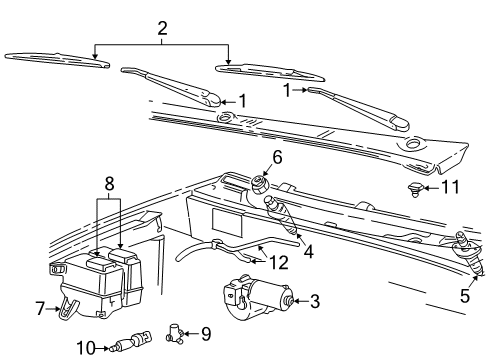 2001 Ford Explorer Sport Trac Wiper & Washer Components Wiper Arm Diagram for 1L2Z-17526-DA