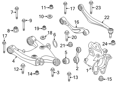 2015 BMW 528i Rear Suspension Components, Lower Control Arm, Upper Control Arm, Stabilizer Bar Hexagon Collar Screw Diagram for 33326783031