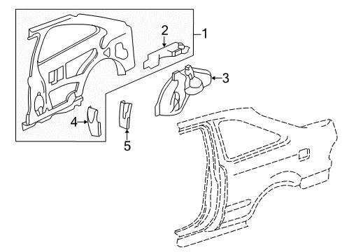 2000 Honda Civic Inner Structure - Quarter Panel Wheelhouse, R. RR. Diagram for 64330-S02-A00ZZ